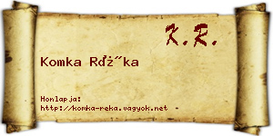Komka Réka névjegykártya